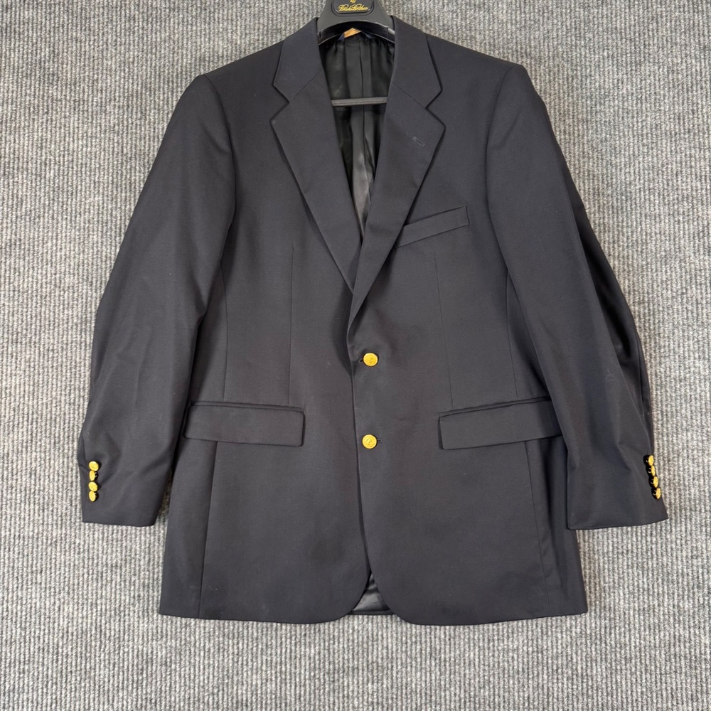 Brooks Brothers 346 Blazer Mens 42L Black Gold Button Preppy Ivy League Trad